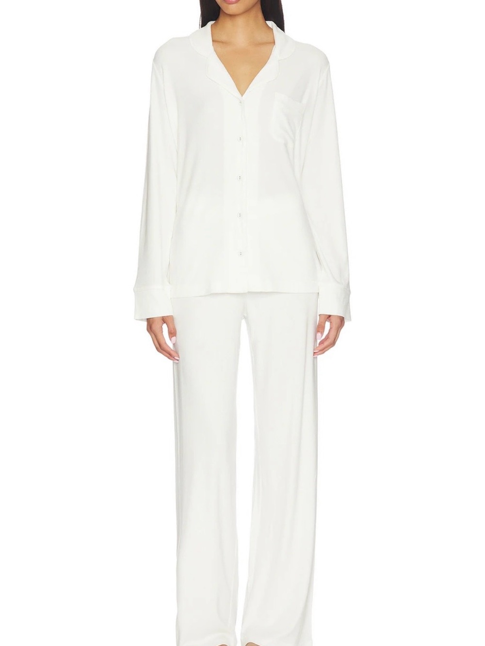 SKIMS White Long-Sleeve Button Pajama Set